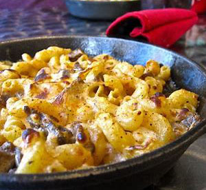 a pan of mac and cheese